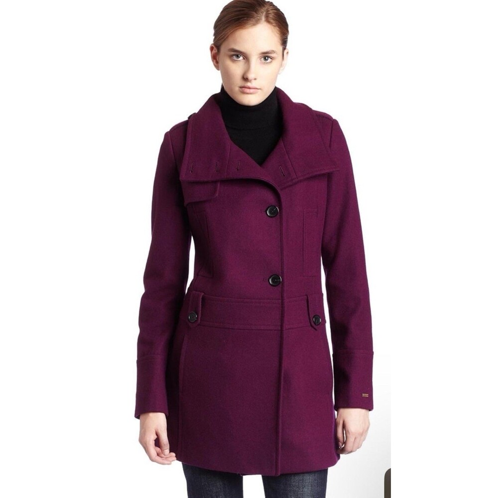 TOMMY HILFIGER Purple Wool Blend Over Coat Jacket